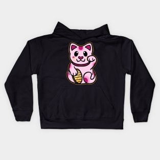 Cute Maneki Neko - Pink Kids Hoodie